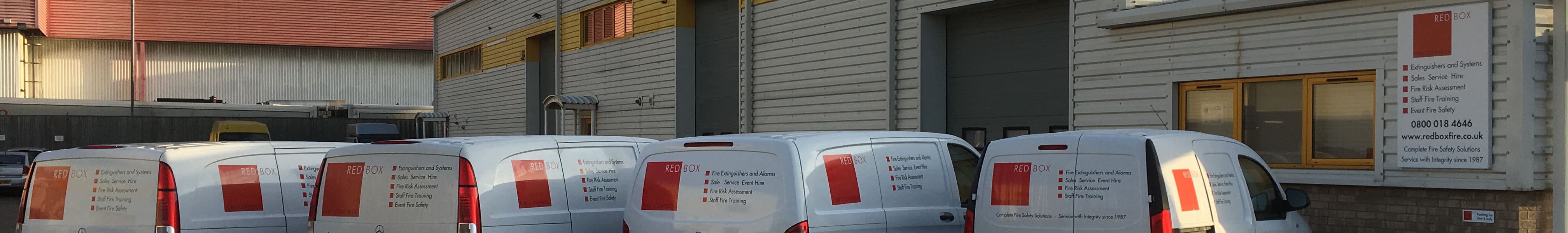 Red Box Fire Control Van Fleet parked at the Office narrow